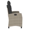 Banc inclinable de jardin et coussins gris clair résine tressée 560892560892