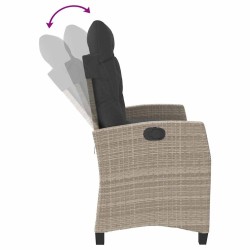 Banc inclinable de jardin et coussins gris clair résine tressée 560892560892