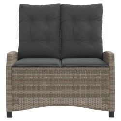 Banc inclinable de jardin avec coussins gris résine tressée 560893560893
