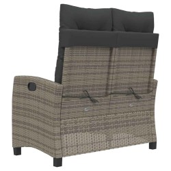 Banc inclinable de jardin avec coussins gris résine tressée 560893560893