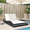 Chaise longue avec coussins noir 114x205x73 cm résine tressée 560894560894