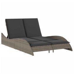 Chaise longue avec coussins gris 114x205x73 cm résine tressée 560895560895