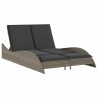 Chaise longue avec coussins gris 114x205x73 cm résine tressée 560895560895