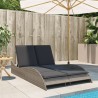 Chaise longue avec coussins gris 114x205x73 cm résine tressée 560895560895