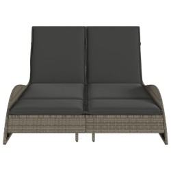 Chaise longue avec coussins gris 114x205x73 cm résine tressée 560895560895