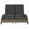 Chaise longue avec coussins gris 114x205x73 cm résine tressée 560895560895