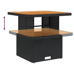 Table de jardin noir 80x80x71 cm résine tressée et bois acacia 560899560899