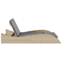 Chaise longue avec coussins beige 114x205x73 cm résine tressée 560902560902