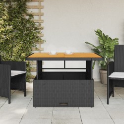 Table de jardin noir 110x110x71cm résine tressée et bois acacia 560903560903