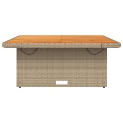Table de jardin beige 110x110x71 cm résine tressée bois acacia 560904560904