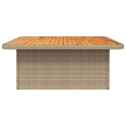 Table de jardin beige 110x110x71 cm résine tressée bois acacia 560904560904