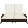 Chaise longue avec coussins marron 114x205x73 cm résine tressée 560905560905