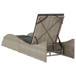 Chaise longue avec coussin gris clair 60x205x73 cm poly rotin 560906560906