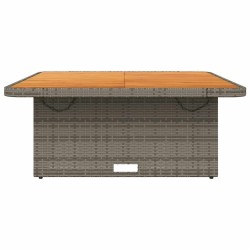 Table de jardin gris 110x110x71 cm Résine tressée bois d'acacia 560907560907