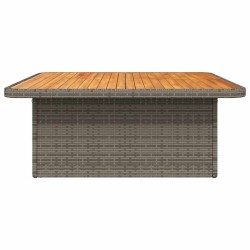 Table de jardin gris 110x110x71 cm Résine tressée bois d'acacia 560907560907