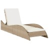 Chaise longue avec coussin beige 60x205x73 cm résine tressée 560914560914
