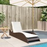 Chaise longue avec coussin marron 60x205x73 cm résine tressée 560917560917