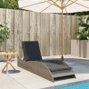 Chaise longue avec coussin gris 60x205x73 cm résine tressée 560918560918