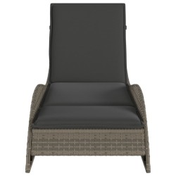 Chaise longue avec coussin gris 60x205x73 cm résine tressée 560918560918