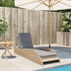 Chaise longue avec coussin beige 60x205x73 cm résine tressée 560919560919