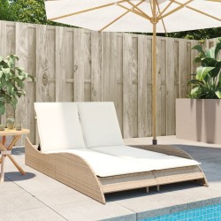 Chaise longue avec coussins beige 114x205x73 cm résine tressée 560921560921