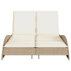 Chaise longue avec coussins beige 114x205x73 cm résine tressée 560921560921