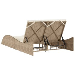Chaise longue avec coussins beige 114x205x73 cm résine tressée 560921560921