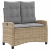 Banc inclinable de jardin avec coussins beige résine tressée 560922560922