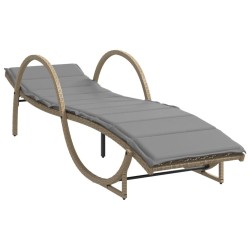 Chaise longue avec coussin beige 60x199x42 cm résine tressée 560927560927