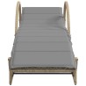 Chaise longue avec coussin beige 60x199x42 cm résine tressée 560927560927