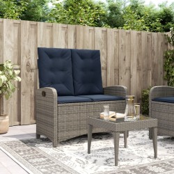 Banc inclinable de jardin avec coussins gris résine tressée 560928560928