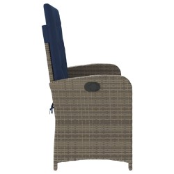 Banc inclinable de jardin avec coussins gris résine tressée 560928560928