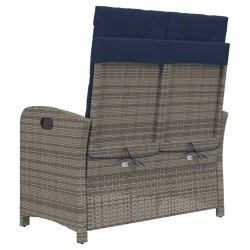 Banc inclinable de jardin avec coussins gris résine tressée 560928560928