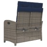 Banc inclinable de jardin avec coussins gris résine tressée 560928560928