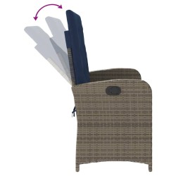 Banc inclinable de jardin avec coussins gris résine tressée 560928560928