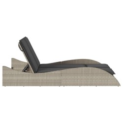 Chaise longue avec coussins gris clair 114x205x73 cm poly rotin 560929560929