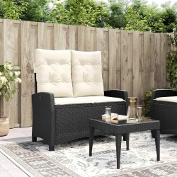Banc inclinable de jardin avec coussins noir résine tressée 560930560930