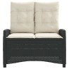 Banc inclinable de jardin avec coussins noir résine tressée 560930560930