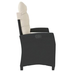 Banc inclinable de jardin avec coussins noir résine tressée 560930560930