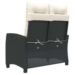 Banc inclinable de jardin avec coussins noir résine tressée 560930560930