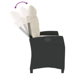 Banc inclinable de jardin avec coussins noir résine tressée 560930560930
