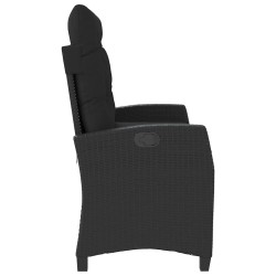 Banc inclinable de jardin avec coussins noir résine tressée 560931560931