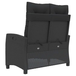 Banc inclinable de jardin avec coussins noir résine tressée 560931560931