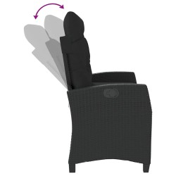 Banc inclinable de jardin avec coussins noir résine tressée 560931560931