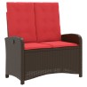 Banc inclinable de jardin avec coussins marron résine tressée 560932560932