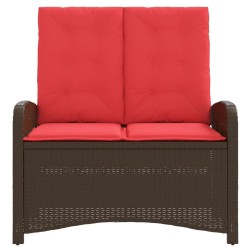 Banc inclinable de jardin avec coussins marron résine tressée 560932560932