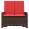 Banc inclinable de jardin avec coussins marron résine tressée 560932560932