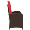 Banc inclinable de jardin avec coussins marron résine tressée 560932560932