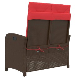 Banc inclinable de jardin avec coussins marron résine tressée 560932560932
