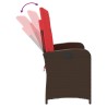 Banc inclinable de jardin avec coussins marron résine tressée 560932560932